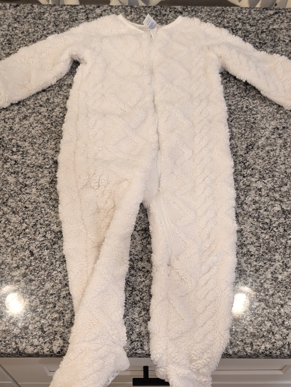 Plush White Sherpa Kids Footed One-Piece Pajamas